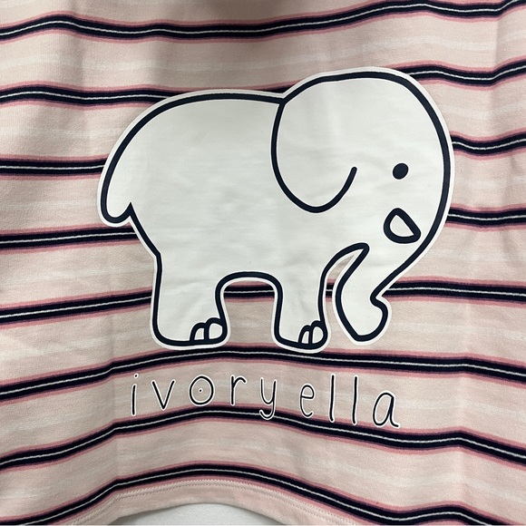 Ivory Ella Cropped Hoodie Striped Pink and Navy Blue size Large - Picture 8 of 12